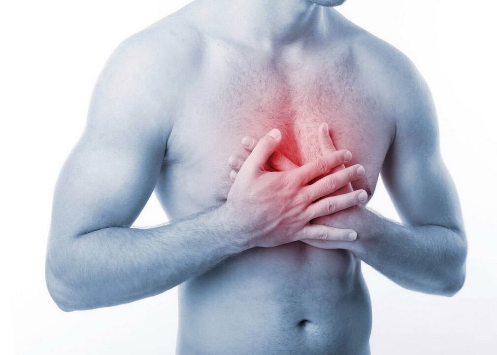 При остеохондрозі больовий синдром зосереджений у грудному відділі хребта